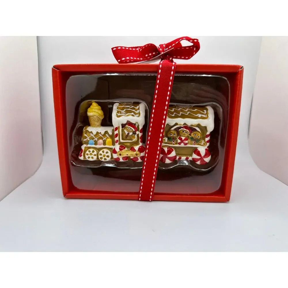 Blue Sky Gingerbread Train Salt & Pepper Shaker Set